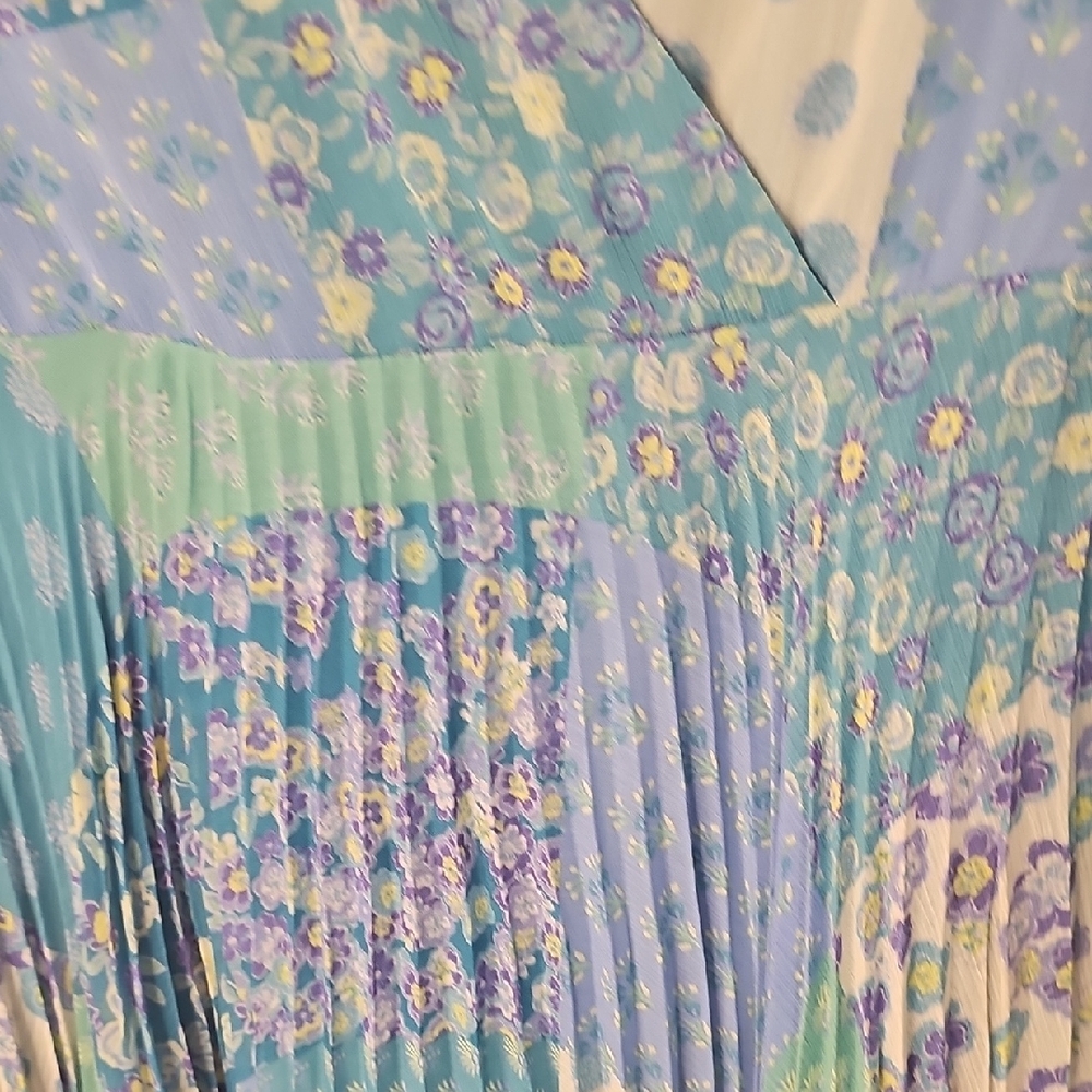 Danny & Nicole Blue‎ and Green Patchwork Dress - Picture 6 of 11